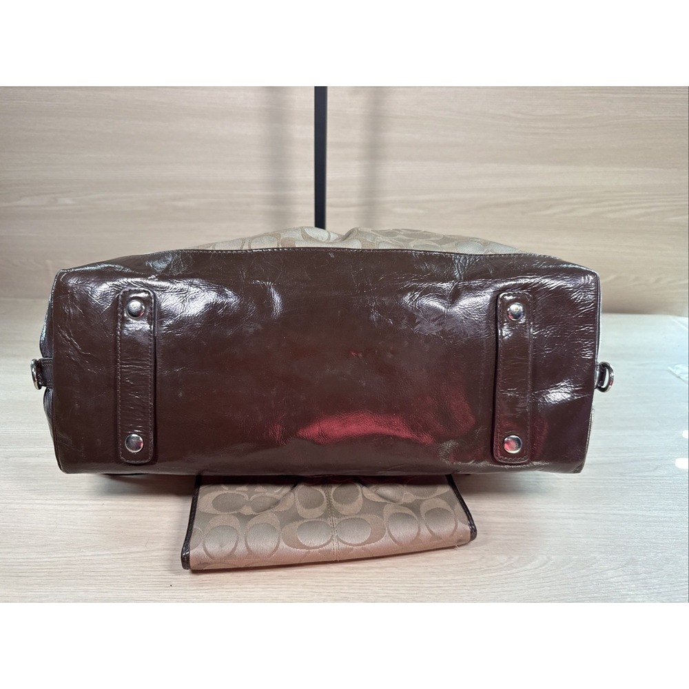 Coach Signature Sateen Ashley Satchel Bag with‎ Matching Wallet F15440 Tan Brown - Picture 8 of 15